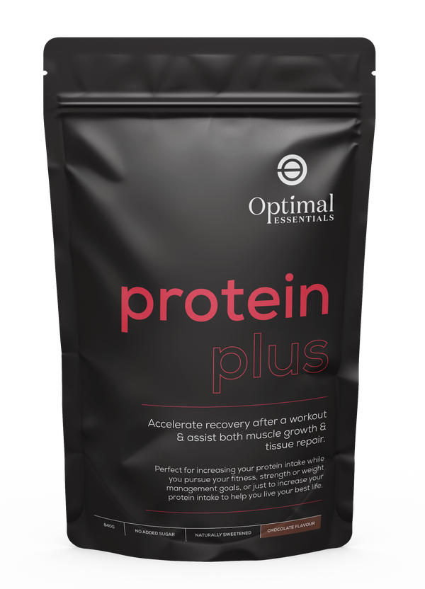 Optimal Essentials Chocolate Flavoured Protein Plus Powder for Protein Intake at Eat Well Health