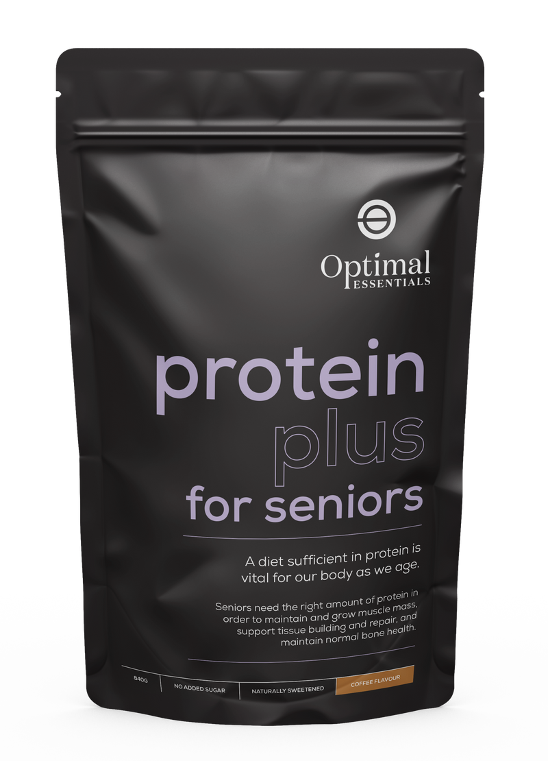 Optimal Essentials Coffee Protein Plus Powder for Seniors for Protein Intake at Eat Well Health