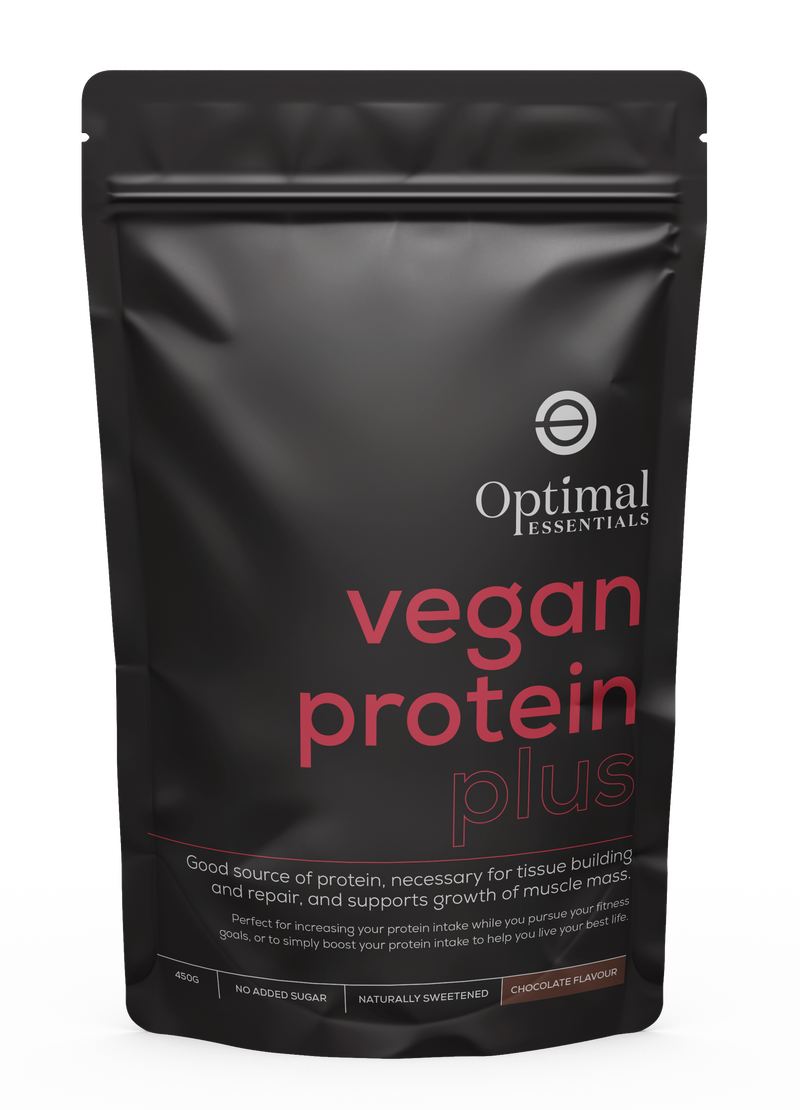 Optimal Essentials Chocolate Flavoured Vegan Protein Plus Powder for Protein Intake at Eat Well Health