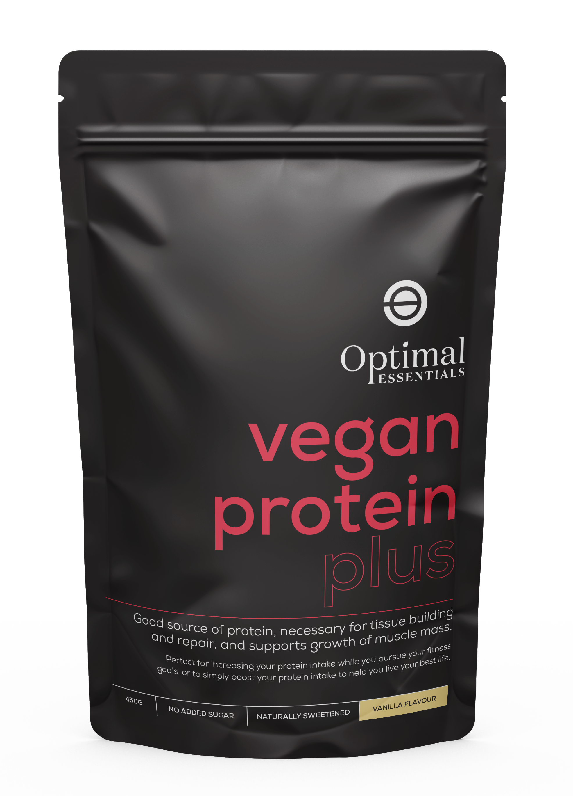 Optimal Essentials Vanilla Flavoured Vegan Protein Plus Powder for Protein Intake at Eat Well Health