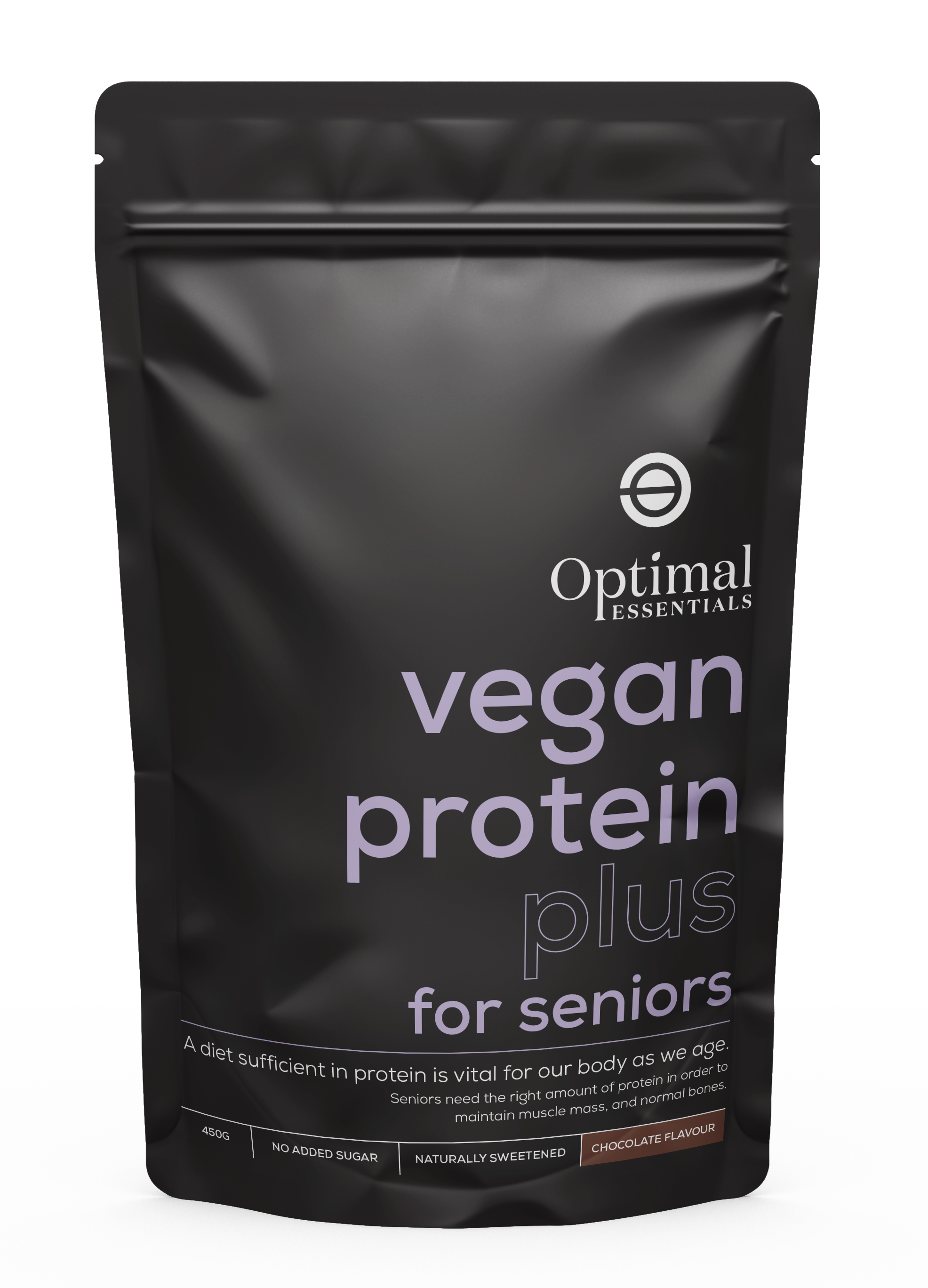 Optimal Essentials Chocolate Flavoured Vegan Protein Plus Powder for Seniors for Protein Intake at Eat Well Health