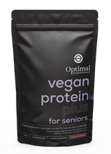 Optimal Essentials Chocolate Flavoured Vegan Protein Plus Powder for Seniors for Protein Intake at Eat Well Health