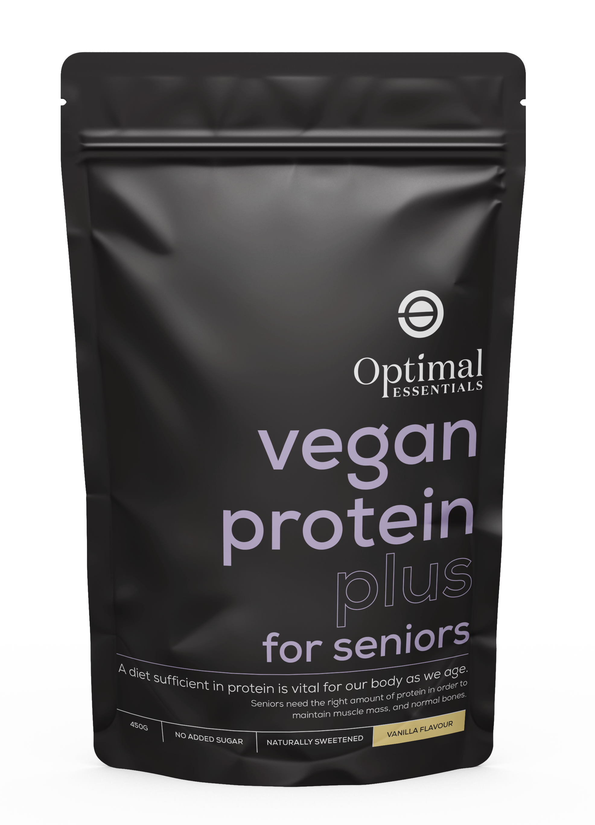 Optimal Essentials Vanilla Flavoured Vegan Protein Plus Powder for Seniors for Protein Intake at Eat Well Health